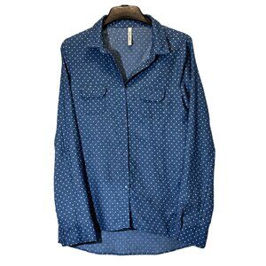 Women Blue Polka Dot Shirt Size L